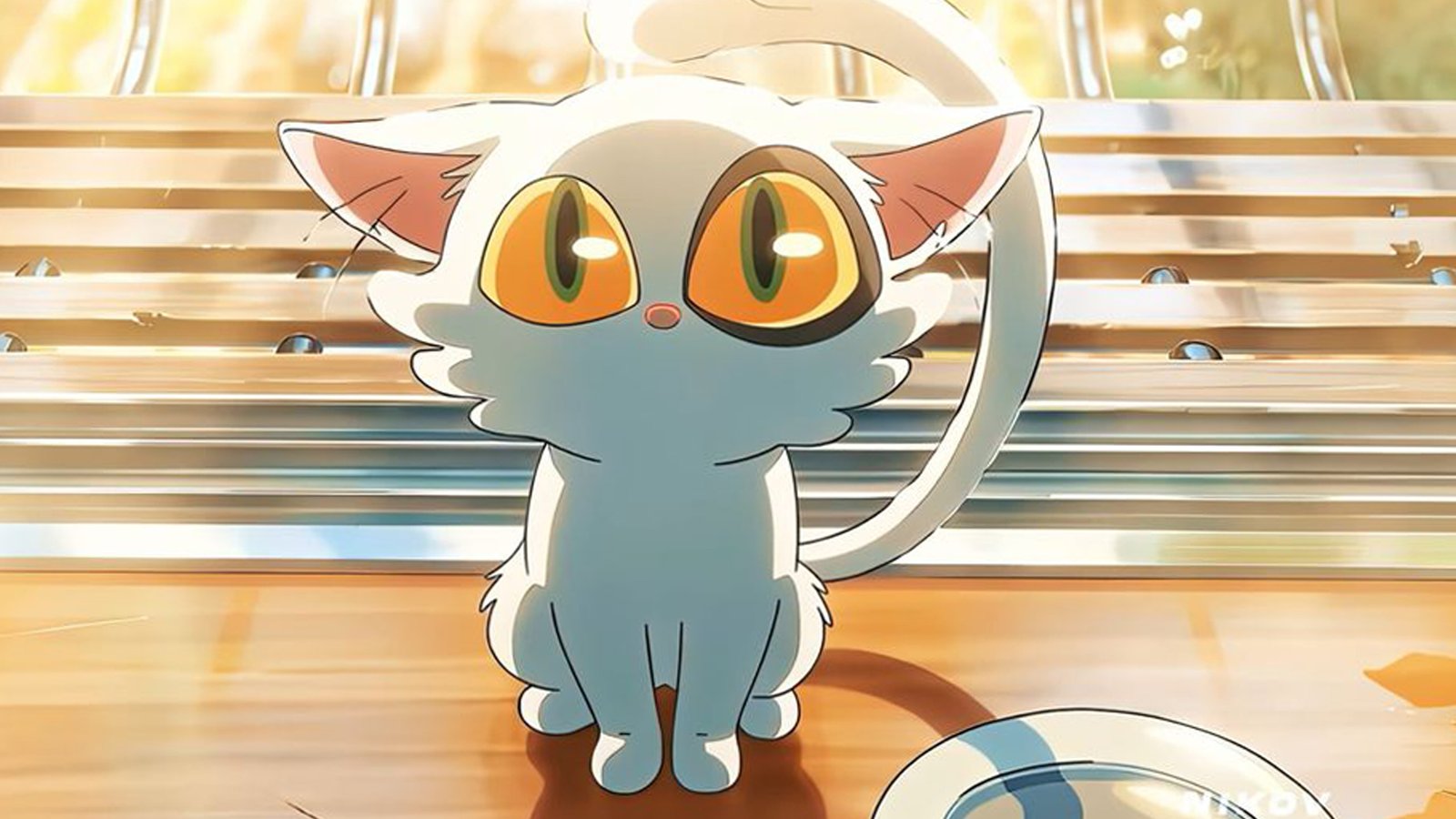 El misterioso gato blanco Daijin mira al frente, con su expresión intrigante y característica, en la película Suzume.